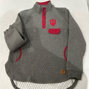Indiana Hoosiers Women's XL Gray/Red   Quarter-Snap Pullover Jacket